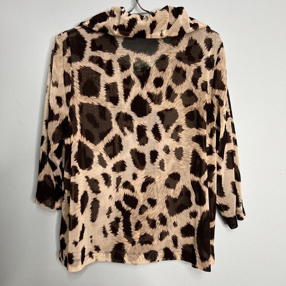 Laura Ashely Size 1X Sheer Animal Print Jacket Retro Style Summer Safari - Picture 2 of 11